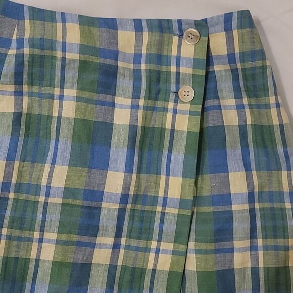 Talbots Irish linen wrap plaid skirt size 8 - Picture 2 of 7